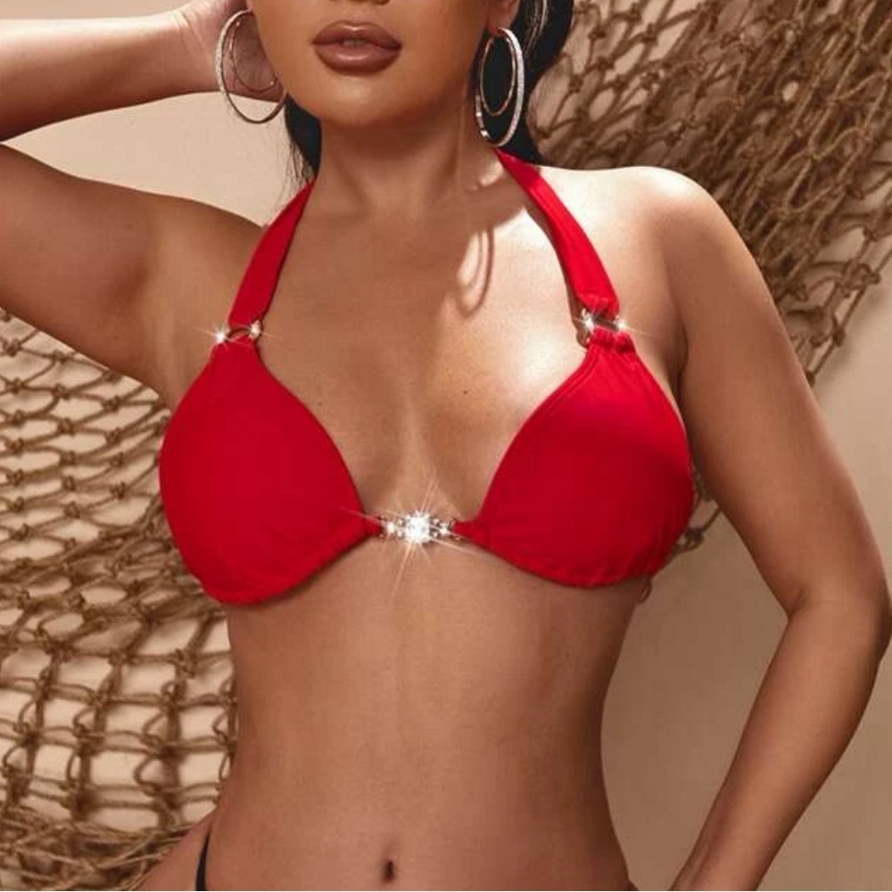 Red Bikini Top Bejeweled